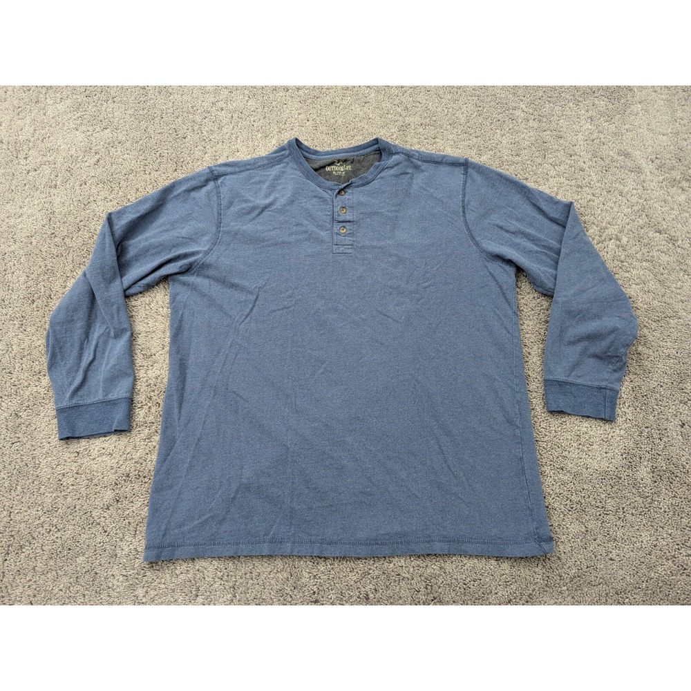 Outdoor Life Henley Shirt Mens Extra Large Pullover Long Sleeve Blue